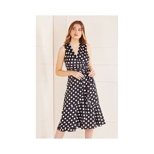 NWT Alfani Belted Midi Polka dot Wrap front belted dress sz 2